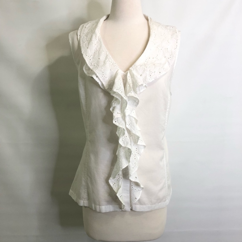 Jones New York XL sleeveless ruffle shirt EUC - Picture 2 of 8